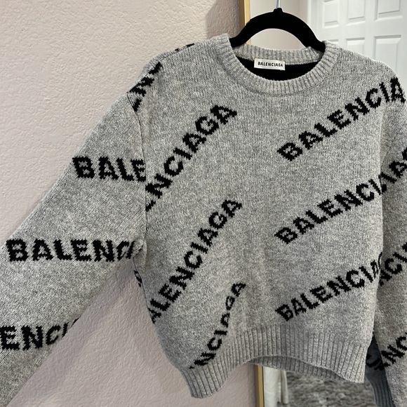 balenciaga logo sweater grey
